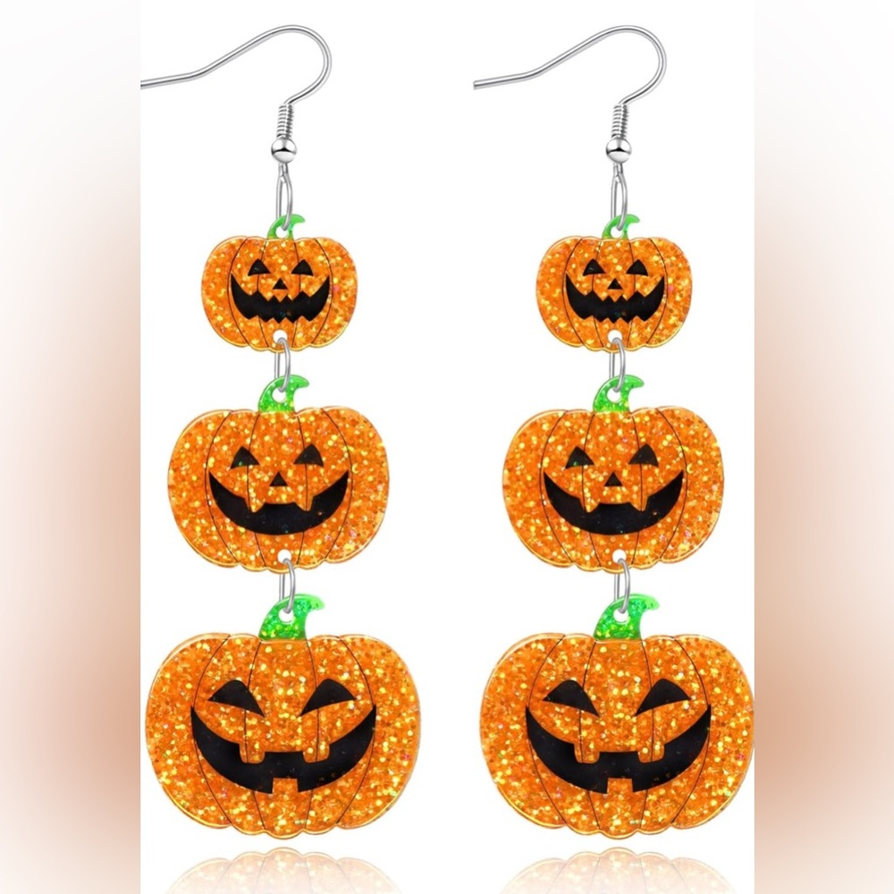 Pumpkin Dangle Earrings - Picture 2 of 7